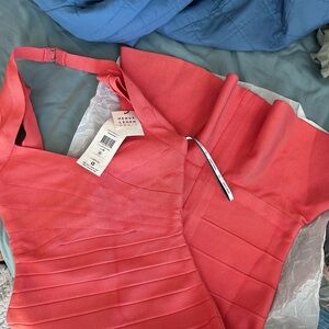 Herve Leger Pink One Shoulder Dress